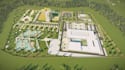 redesign landscape master plan, corporate campus, institutional property render