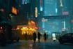 do a science fiction city and cyberpunk art
