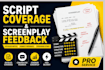 provide professional script coverage and screenplay feedback