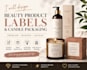 design beauty product labels and candle packaging
