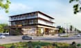 3d residential cluster,mixed use building, townhouses render,cgi city masterplan