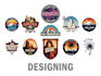 design clean badge, patch, round sticker, label, logo design