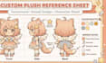 create custom plush reference sheet with turnaround and kawaii character design