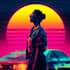 create 80s retro, synthwave cover art