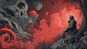 create detailed dark art illustrations for bands and merch