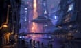 create a cyberpunk scifi futuristic city