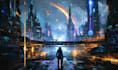 create stunning cyberpunk city illustrations