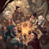do group party character art, dnd party