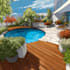 design landscape, terrace, backyard, pool, and patio