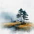 do handrawn watercolor landscape on paper