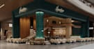 modern restaurant mall interior 3d visualization,  gastronomy space, trade booth