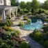design landscape, terrace, backyard, pool, and patio