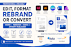 edit format rebrand or convert word document,indesign, canva,affinity publisher