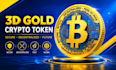 do 3d gold coin, token, bitcoin, crypto token icon design