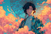 draw head banner, portrait for vtuber, anime illustration