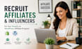 recruit affiliates, influencers for your shopify or wordpress affiliate program