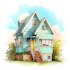 draw house illustration watercolor style