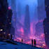 make a cyberpunk futuristic city and background