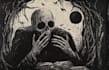 make dark art, concepts, linocut or woodcut illustrations