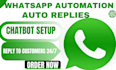 setup whatsapp auto reply, whatsapp chatbot and whatsapp message automation