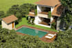 replan contemporary facade cgi, pool deck rendering resort style villa,3d visual