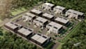 design 3d industrial park, logistic warehouse, facility park, parking space