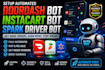 setup automated doordash bot, instacart bot, spark driver bot for orders