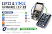 esp32 stm32 firmware development rtos, i2c, spi, uart pmbus iot dc dc controller