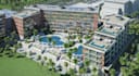 commercial building development,mid rise hotel,spa resort,master plan rendering