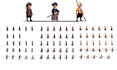 create pixel art character, 8 bit 16 bit animation and spritesheet
