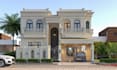 design luxury villa exterior elevation with 3d architectural visualization