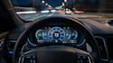 design car dashboard digital cluster with speedometer and gauges