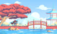 draw pixel art background scene game environment landscape scenery