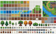 create 2d top down pixel art tileset, rpg game map  tilemap, game assets