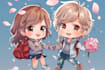 draw cute couple chibi illustration