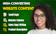 write SEO website copy, policies, sales pages  product description