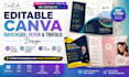 do editable canva brochure, canva flyer, canva trifold design