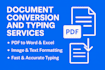 pdf to word excel and handwritten typing