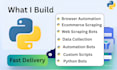 build a python web scraper, data scraper, and selenium automation script