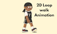 create a professional fashion loop walk animation and 2d character walk