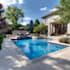 design landscape, terrace, backyard, pool, and patio
