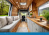 render 3d motorhome rv camper van interior,  luxury mobile home visualization