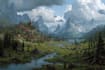 illustrate environments landscapes board game concept