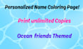 design a custom name ocean themed coloring sheet