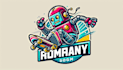 design retro robot skateboarding mascot logo with creative concepts