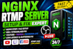 setup nginx rtmp streaming server with obs and hls