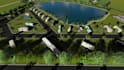 design rv park layout, campground, master plan, green area and 3d render