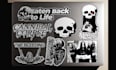design grain skull sticker with underground mockup vibes