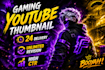 create amazing gaming youtube thumbnail for free fire pubg esports