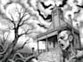 draw horror and gothic line art illustrations